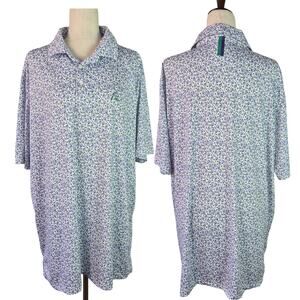 Rhoback Green Purple Pickle Ball Tennis Print Short Sleeve Men's Polo Shirt XXL